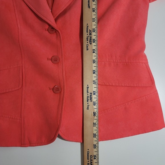 Laura Petite Blazer Size 6 Jacket Coral Three Button Double Breasted - Picture 4 of 9